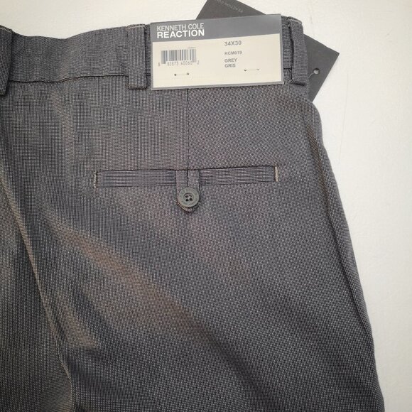 NWT Reaction Kenneth Cole Men's Size 34/30 Straight Legs Grey Flat Front Pants - Picture 13 of 13